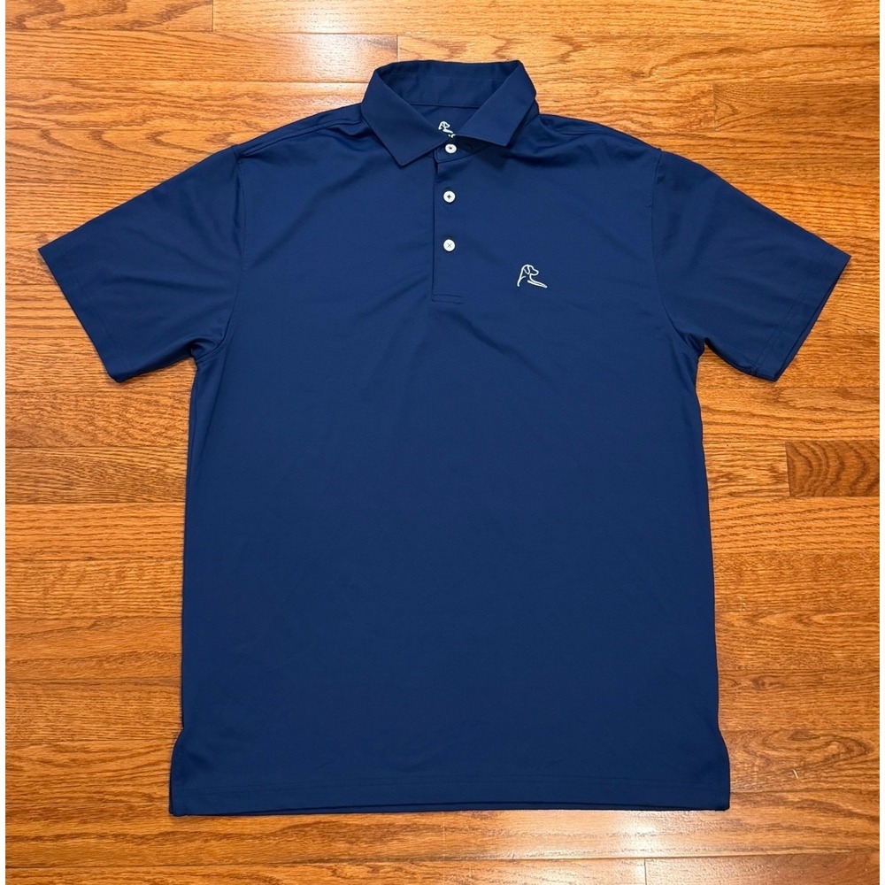 Rhoback Golf Polo Shirt Mens Medium Solid Blue Performance Stretch Activewear